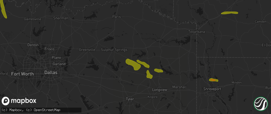 Hail map in Scroggins, TX on May 8, 2026