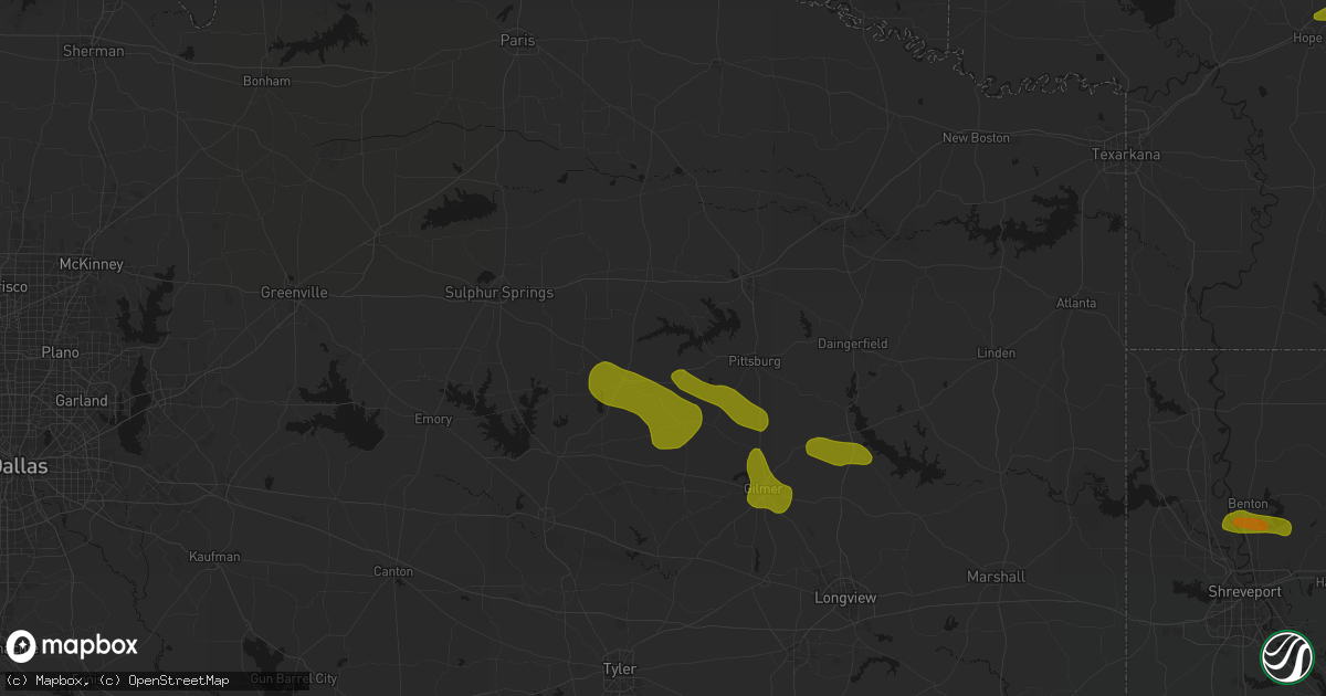 Hail map in Scroggins, TX on May 8, 2026