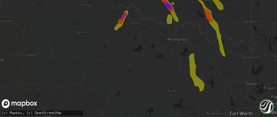 Hail map in Seymour, TX on May 8, 2026