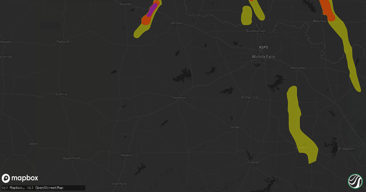 Hail map in Seymour, TX on May 8, 2026