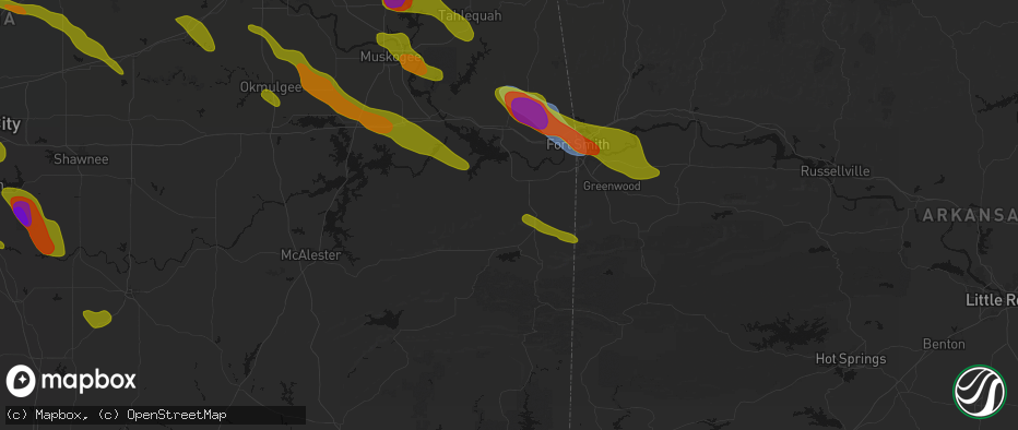Hail map in Shady Point, OK on May 8, 2026