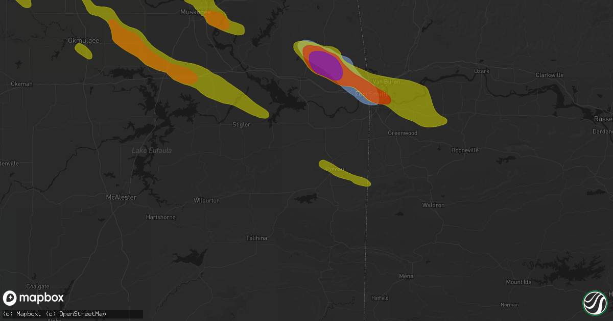Hail map in Shady Point, OK on May 8, 2026
