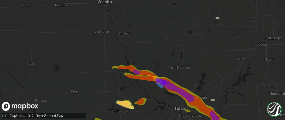 Hail map in Shidler, OK on May 8, 2026