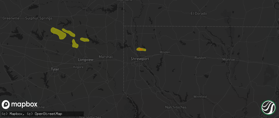 Hail map in Shreveport, LA on May 8, 2026