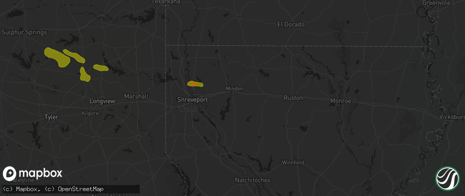 Hail map in Sibley, LA on May 8, 2026