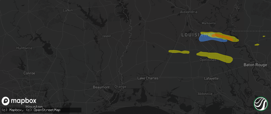 Hail map in Singer, LA on May 8, 2026