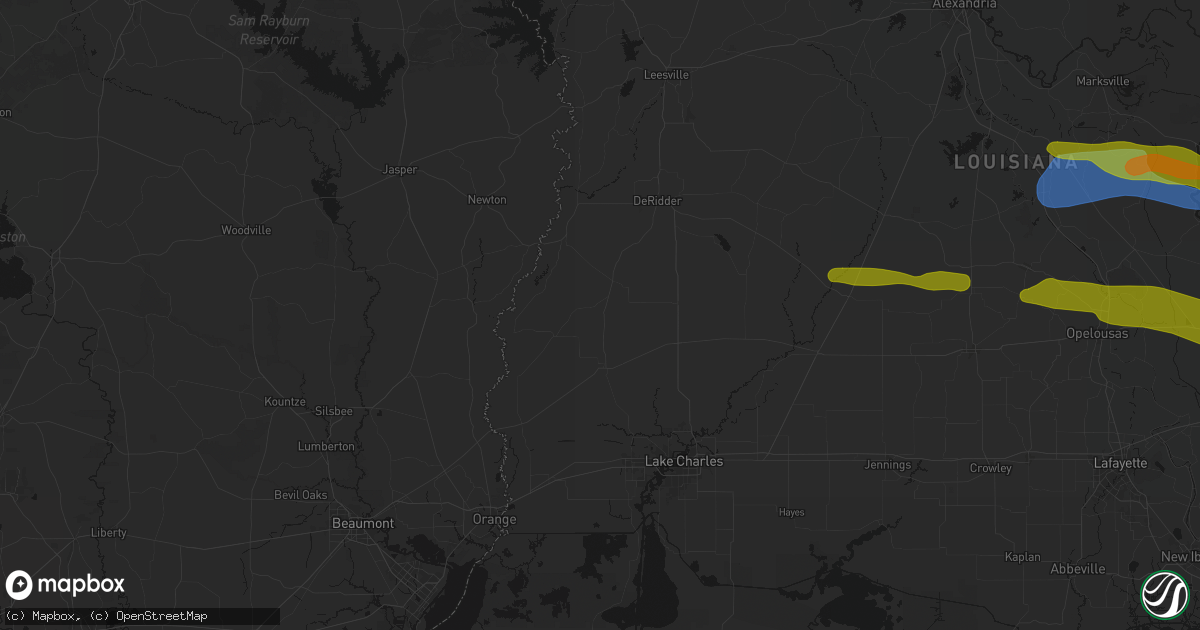 Hail map in Singer, LA on May 8, 2026
