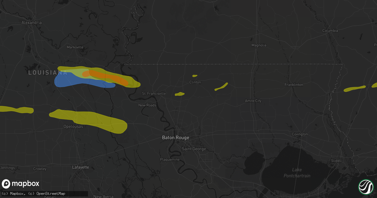 Hail map in Slaughter, LA on May 8, 2026