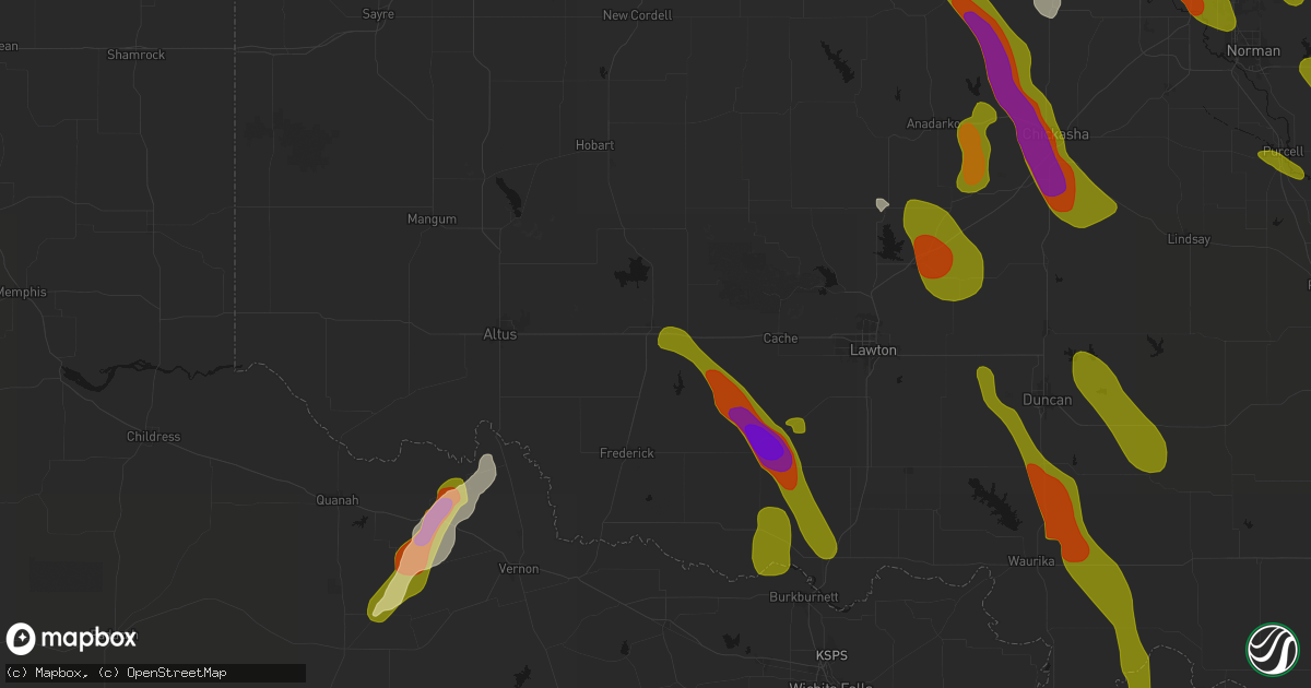 Hail map in Snyder, OK on May 8, 2026