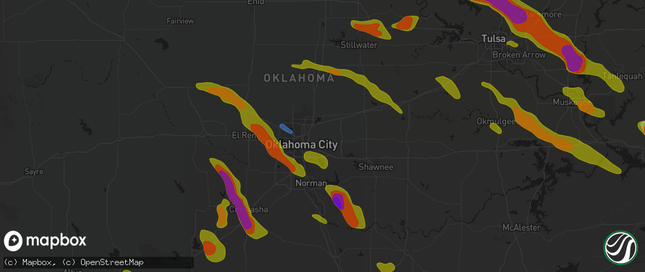 Hail map in Spencer, OK on May 8, 2026