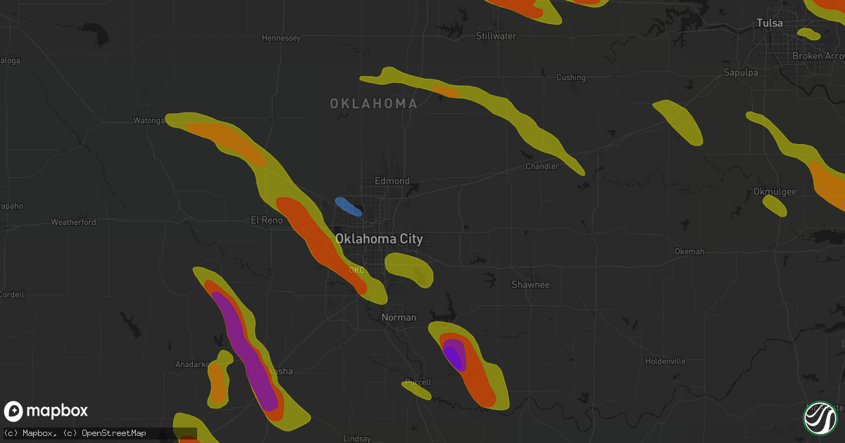 Hail map in Spencer, OK on May 8, 2026