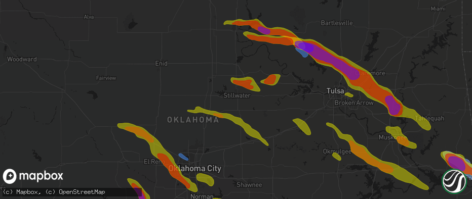 Hail map in Stillwater, OK on May 8, 2026