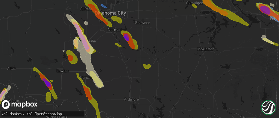 Hail map in Stratford, OK on May 8, 2026