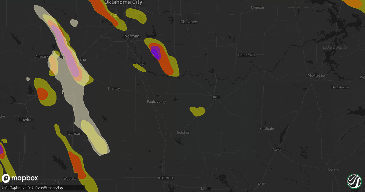 Hail map in Stratford, OK on May 8, 2026