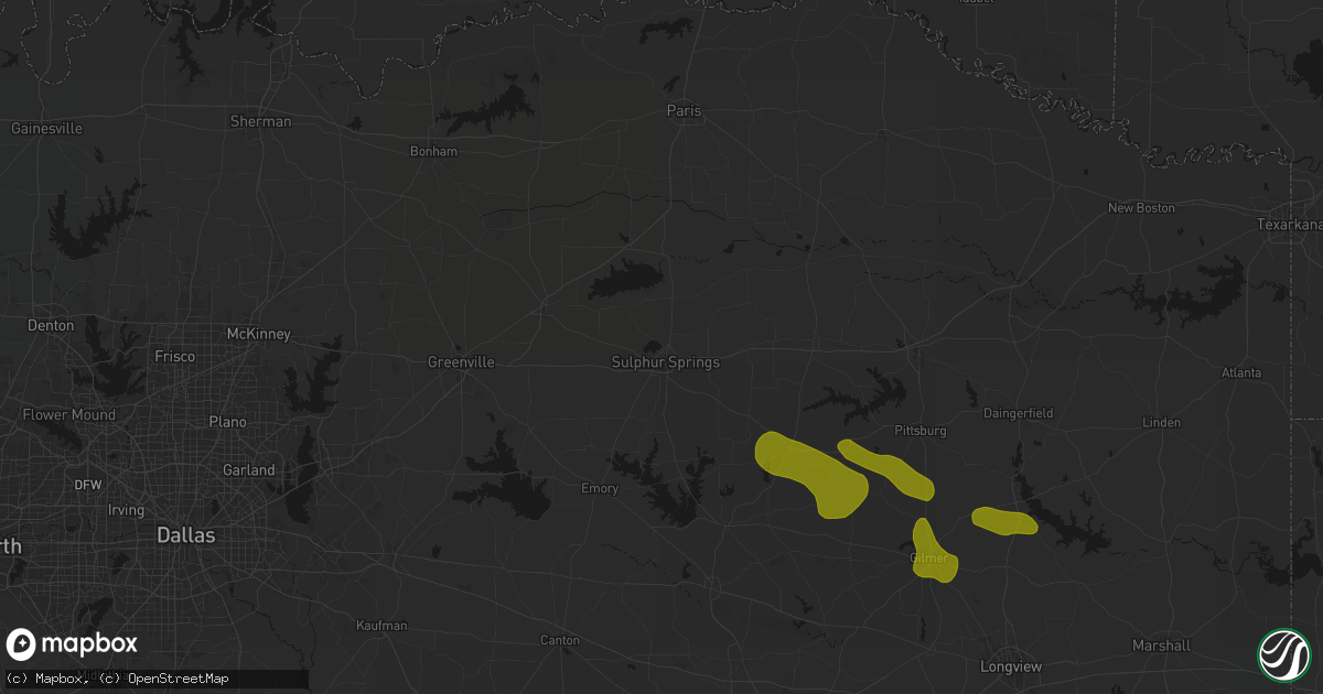 Hail map in Sulphur Springs, TX on May 8, 2026