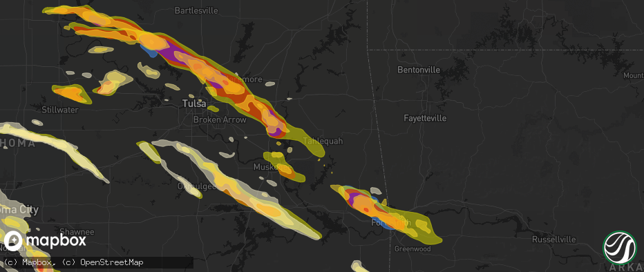 Hail map in Tahlequah, OK on May 8, 2026