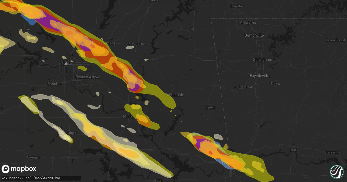 Hail map in Tahlequah, OK on May 8, 2026