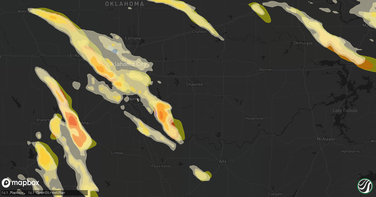 Hail map in Tecumseh, OK on May 8, 2026