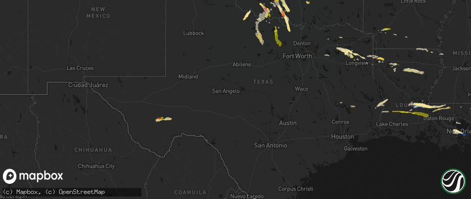 Hail map in Texas on May 8, 2026