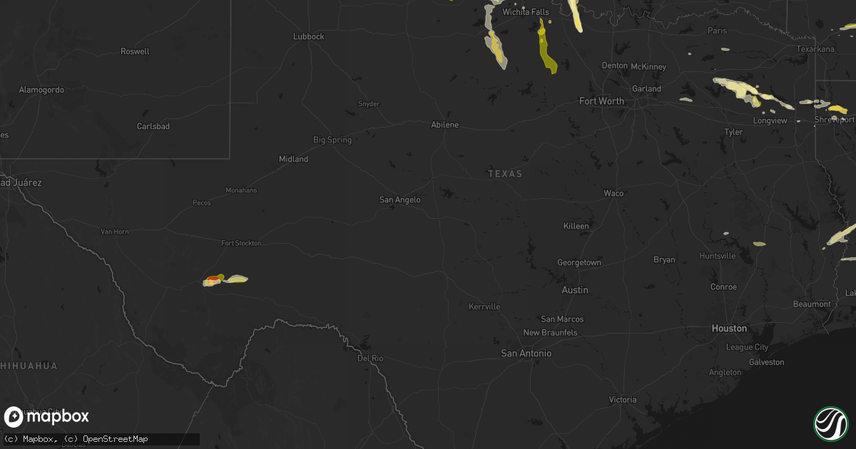 Hail map in Texas on May 8, 2026