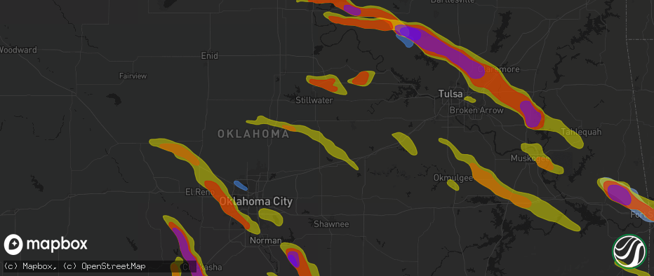 Hail map in Tryon, OK on May 8, 2026