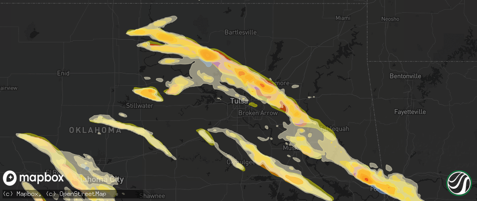 Hail map in Tulsa, OK on May 8, 2026