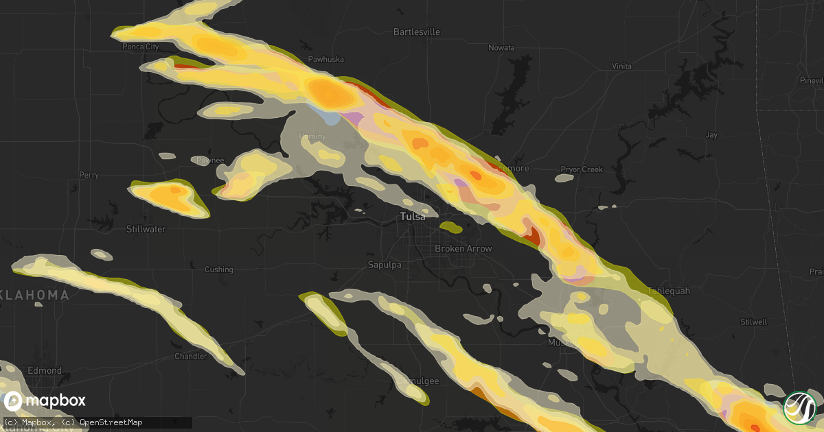 Hail map in Tulsa, OK on May 8, 2026