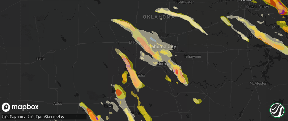 Hail map in Tuttle, OK on May 8, 2026