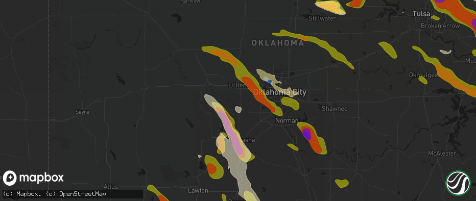 Hail map in Union City, OK on May 8, 2026