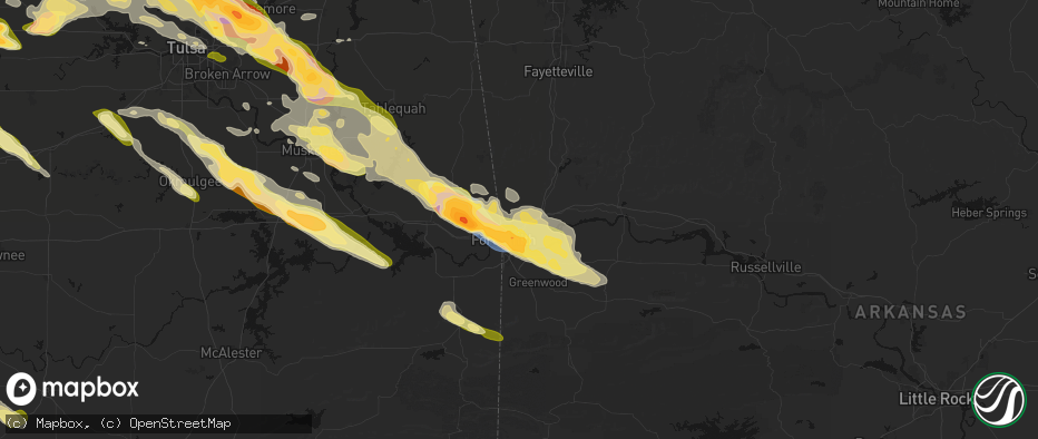 Hail map in Van Buren, AR on May 8, 2026