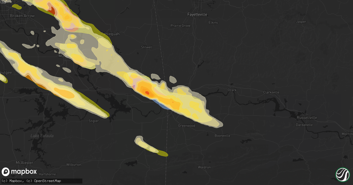 Hail map in Van Buren, AR on May 8, 2026