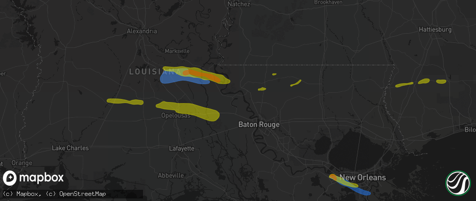 Hail map in Ventress, LA on May 8, 2026