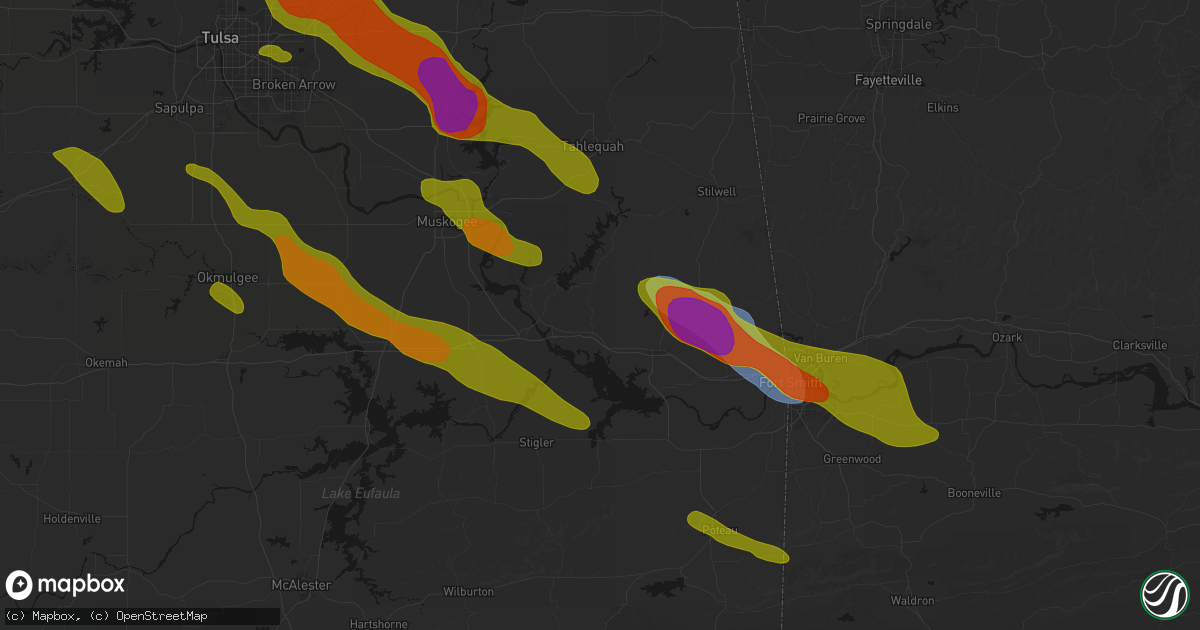 Hail map in Vian, OK on May 8, 2026