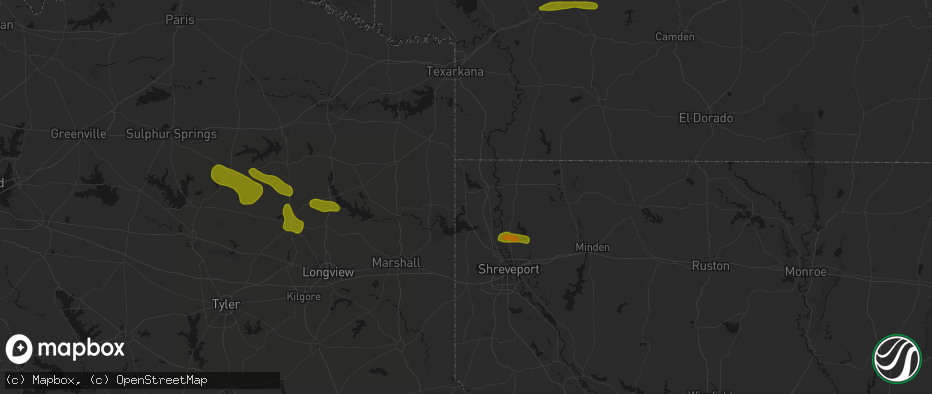 Hail map in Vivian, LA on May 8, 2026