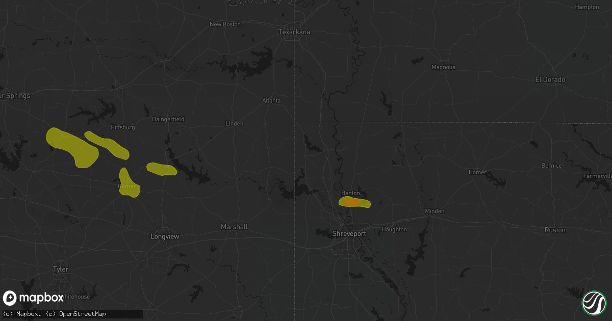 Hail map in Vivian, LA on May 8, 2026