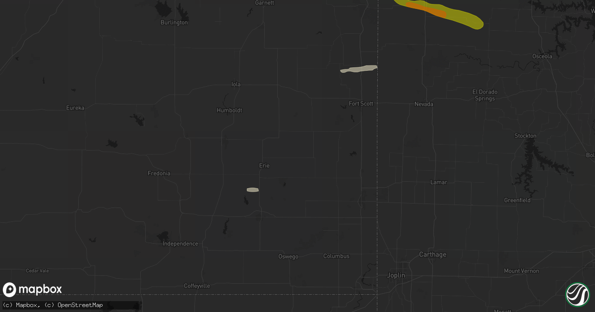 Hail map in Walnut, KS on May 8, 2026