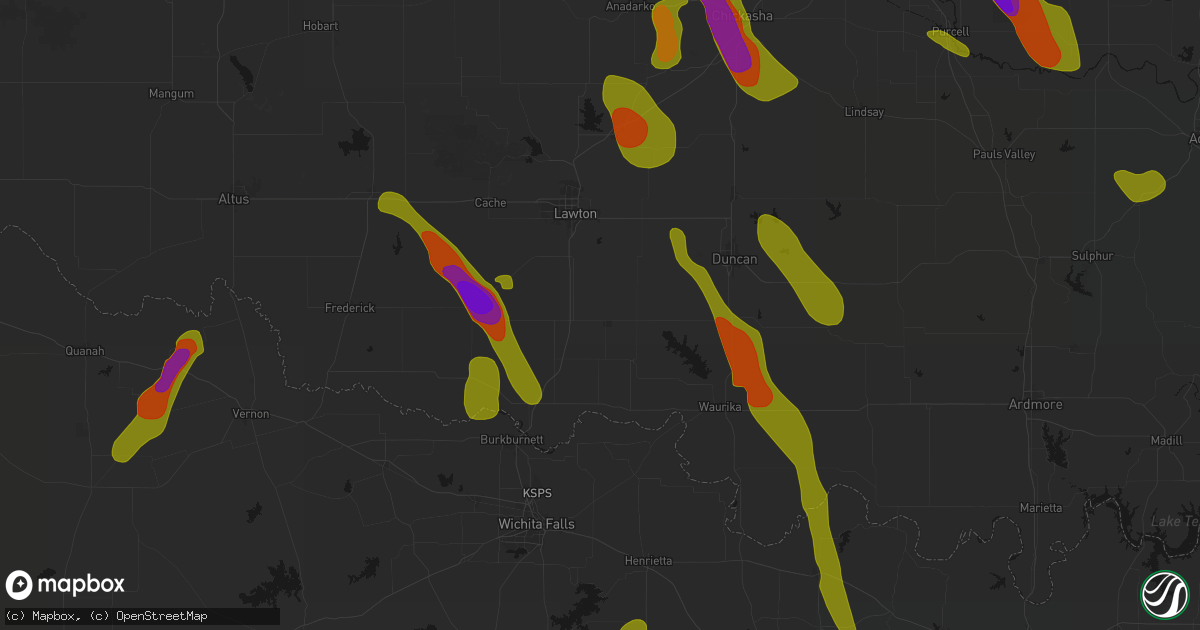 Hail map in Walters, OK on May 8, 2026