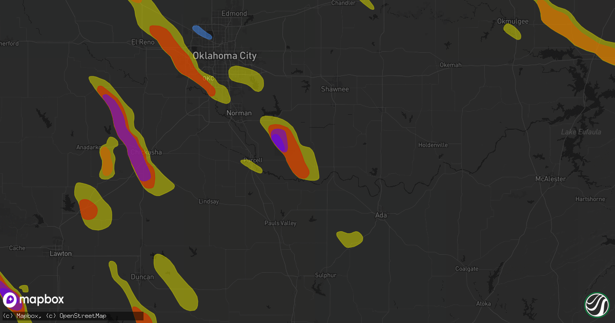 Hail map in Wanette, OK on May 8, 2026