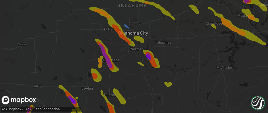 Hail map in Washington, OK on May 8, 2026
