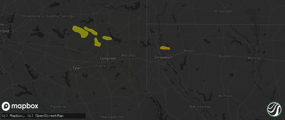 Hail map in Waskom, TX on May 8, 2026