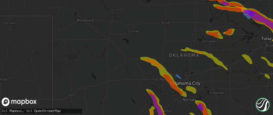 Hail map in Watonga, OK on May 8, 2026
