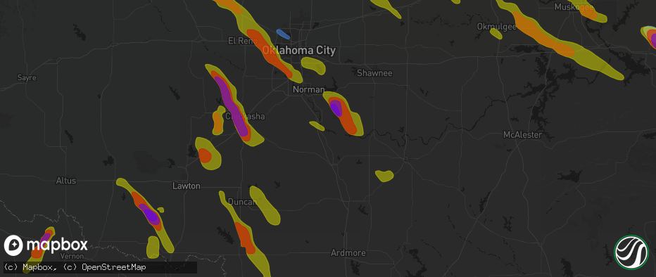 Hail map in Wayne, OK on May 8, 2026