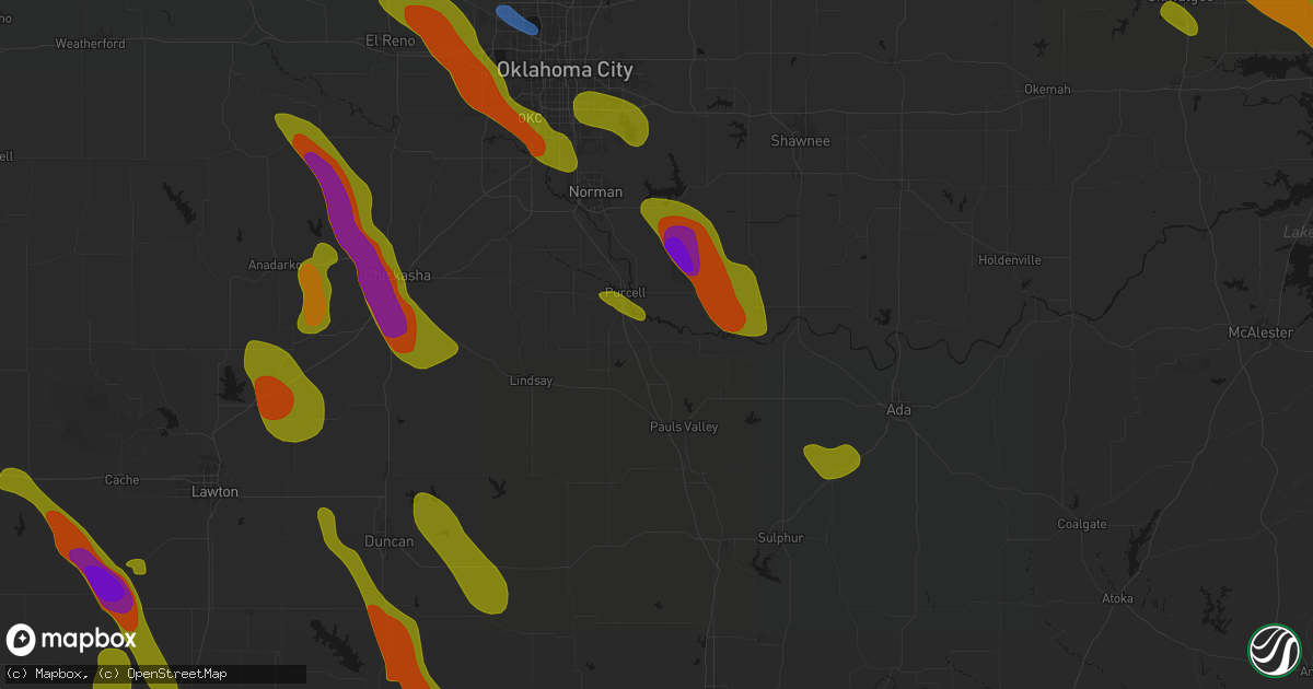 Hail map in Wayne, OK on May 8, 2026