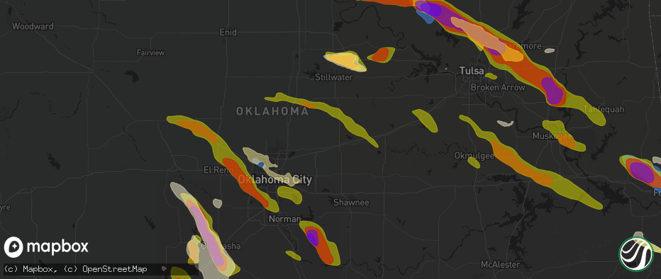 Hail map in Wellston, OK on May 8, 2026