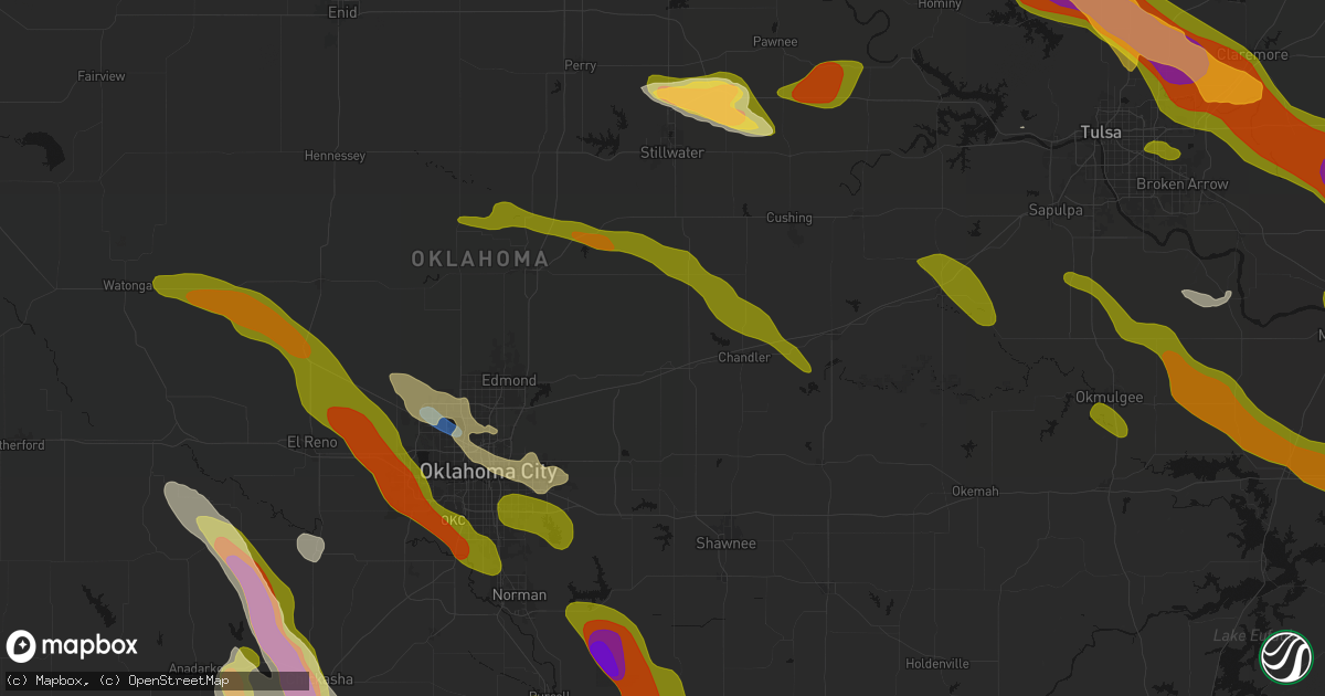 Hail map in Wellston, OK on May 8, 2026