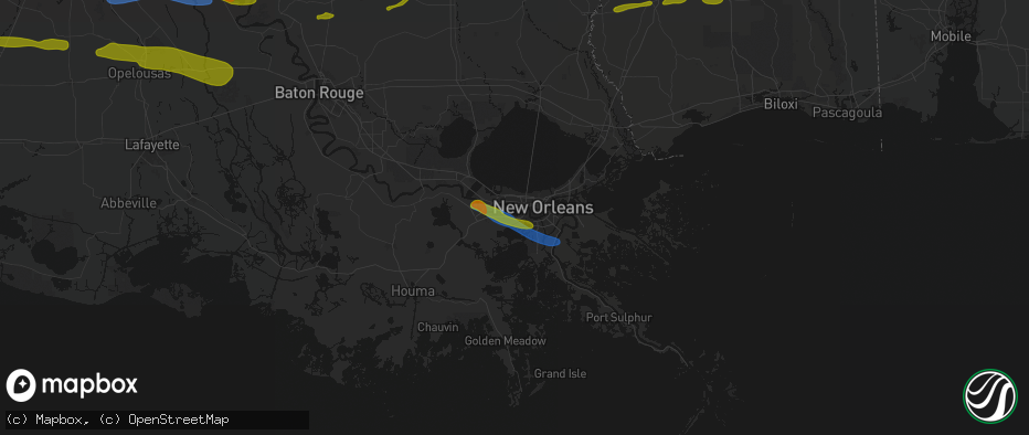 Hail map in Westwego, LA on May 8, 2026