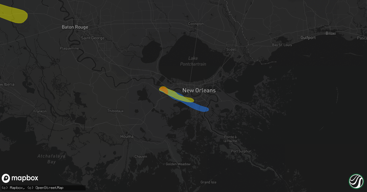 Hail map in Westwego, LA on May 8, 2026