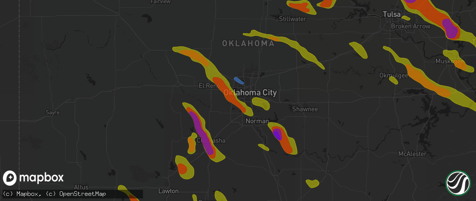 Hail map in Wheatland, OK on May 8, 2026