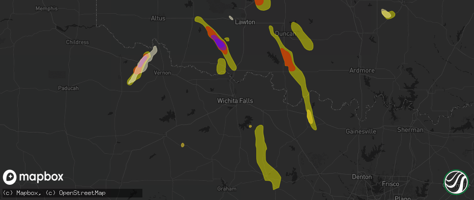 Hail map in Wichita Falls, TX on May 8, 2026