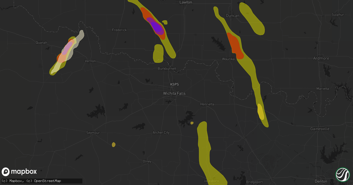 Hail map in Wichita Falls, TX on May 8, 2026